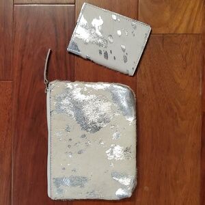 Calfskin clutch with matching wallet